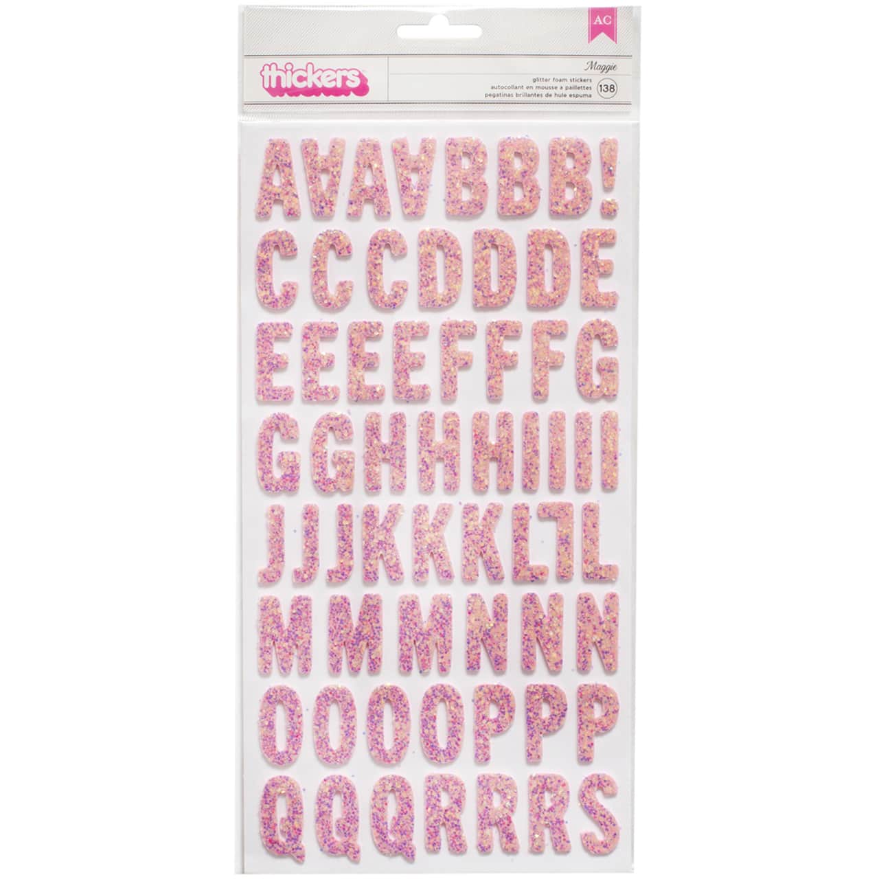 Thickers™ Pink Glitter Foam Alphabet Stickers